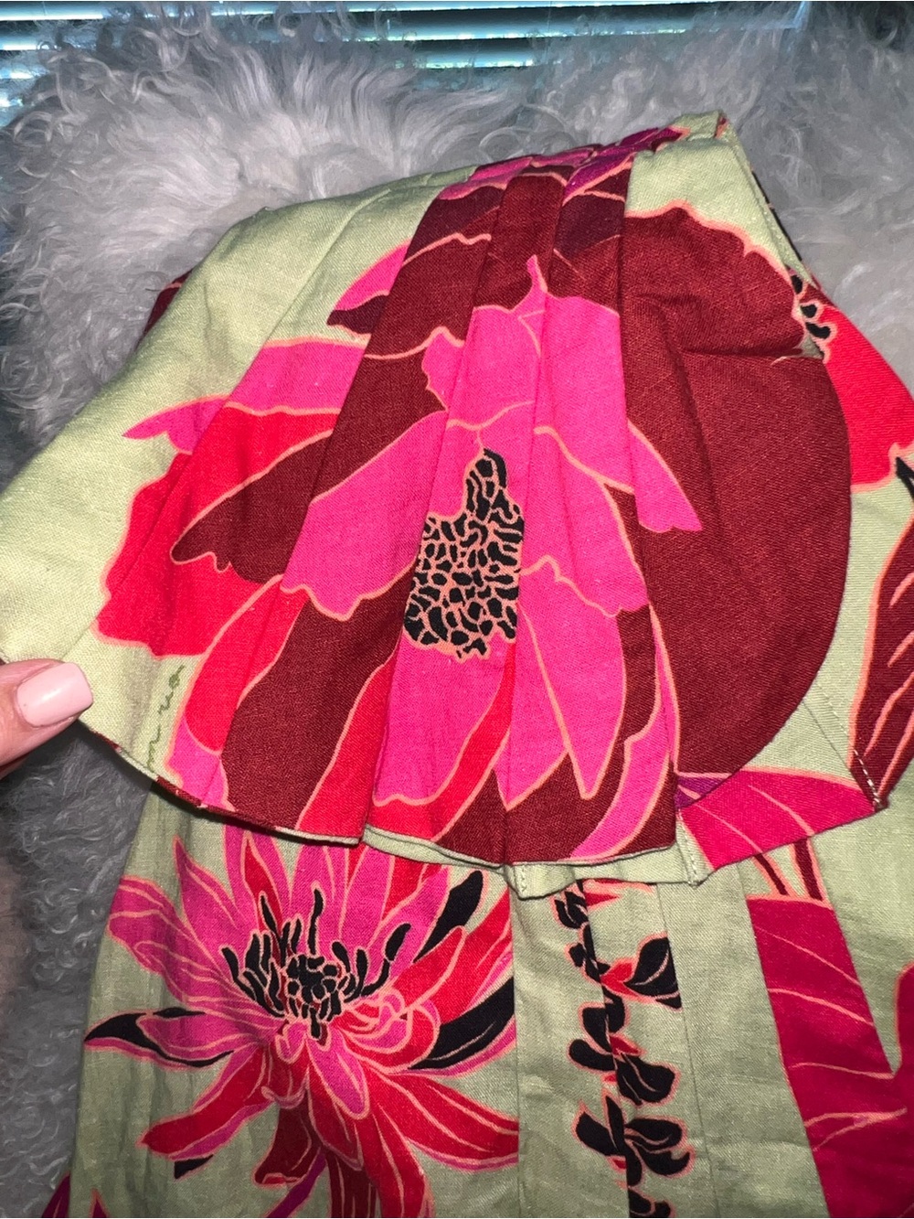 FARM Rio Green Maxi Dress with Hot Pink Floral Accent - Picture 3 of 4